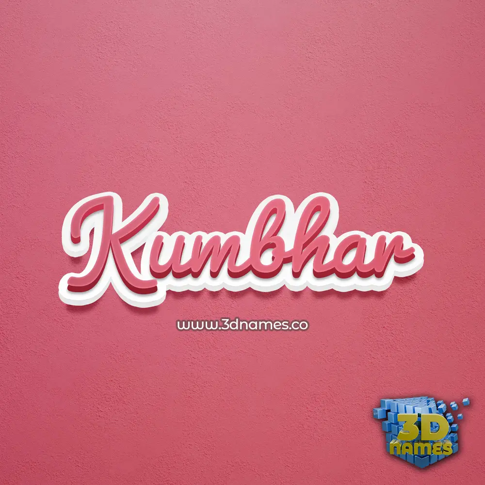 kumbhar in Red Scribble style - 3D name wallpaper