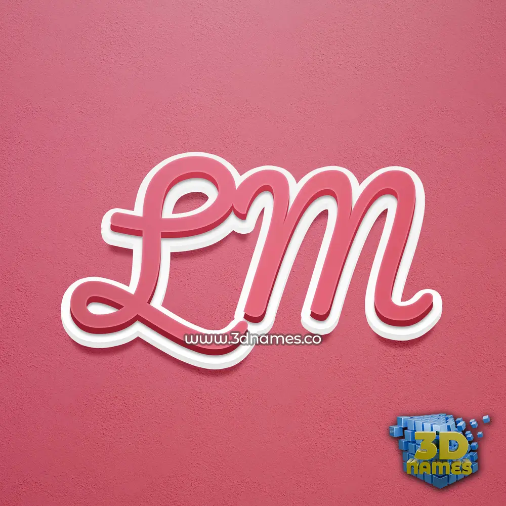 l m in Red Scribble style - 3D name wallpaper