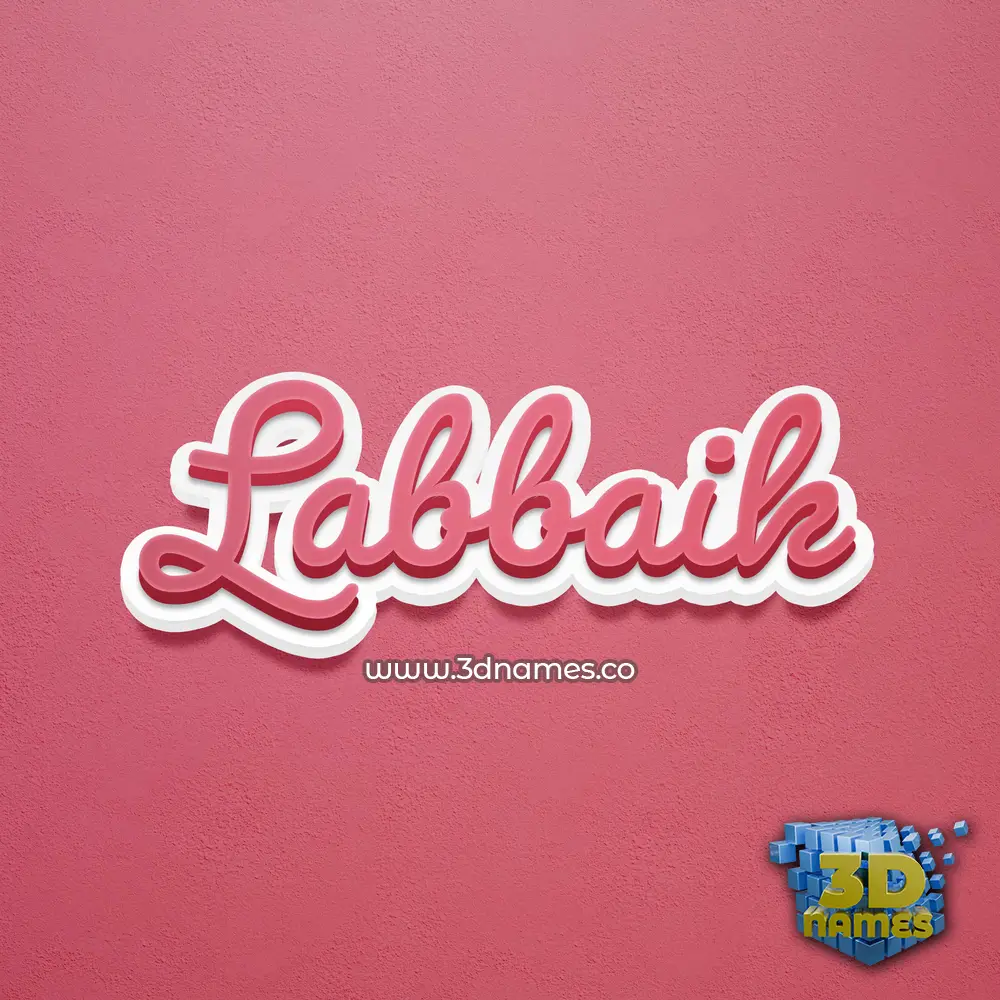 labbaik in Red Scribble style - 3D name wallpaper