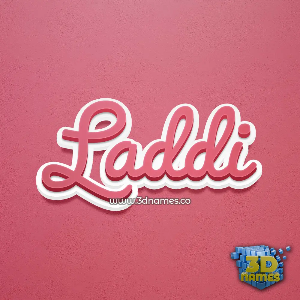 laddi in Red Scribble style - 3D name wallpaper