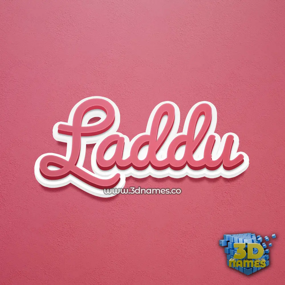 laddu in Red Scribble style - 3D name wallpaper