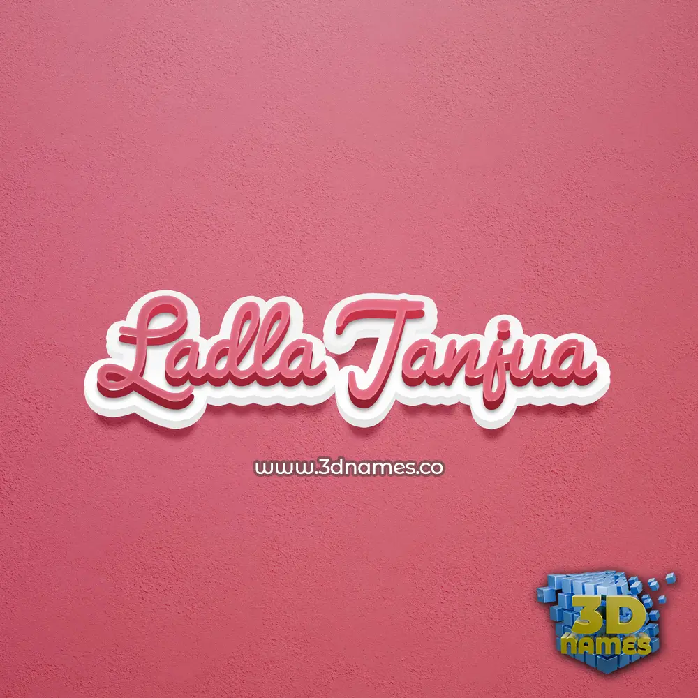 ladla janjua in Red Scribble style - 3D name wallpaper