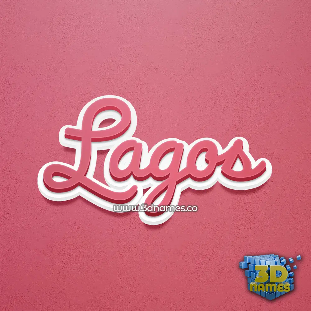 lagos in Red Scribble style - 3D name wallpaper