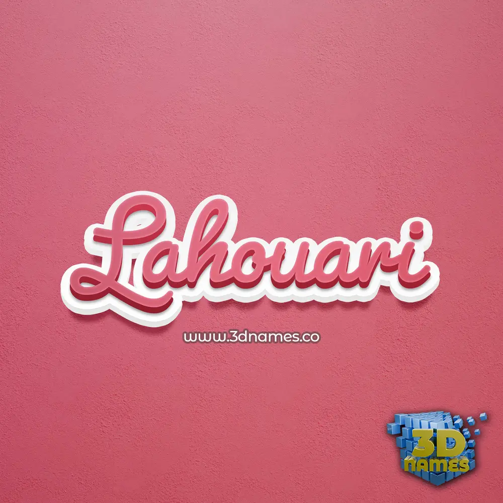 lahouari in Red Scribble style - 3D name wallpaper