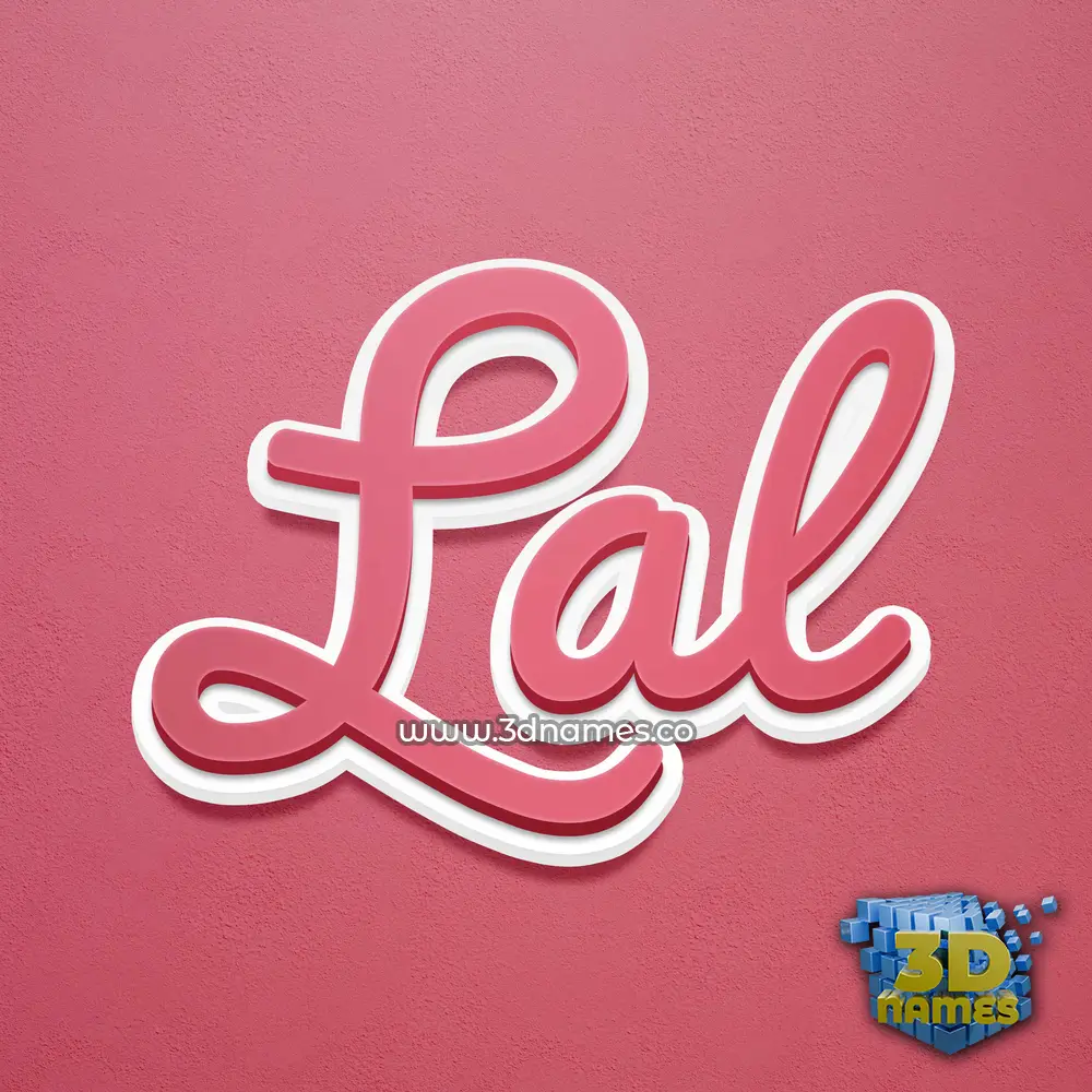 lal in Red Scribble style - 3D name wallpaper