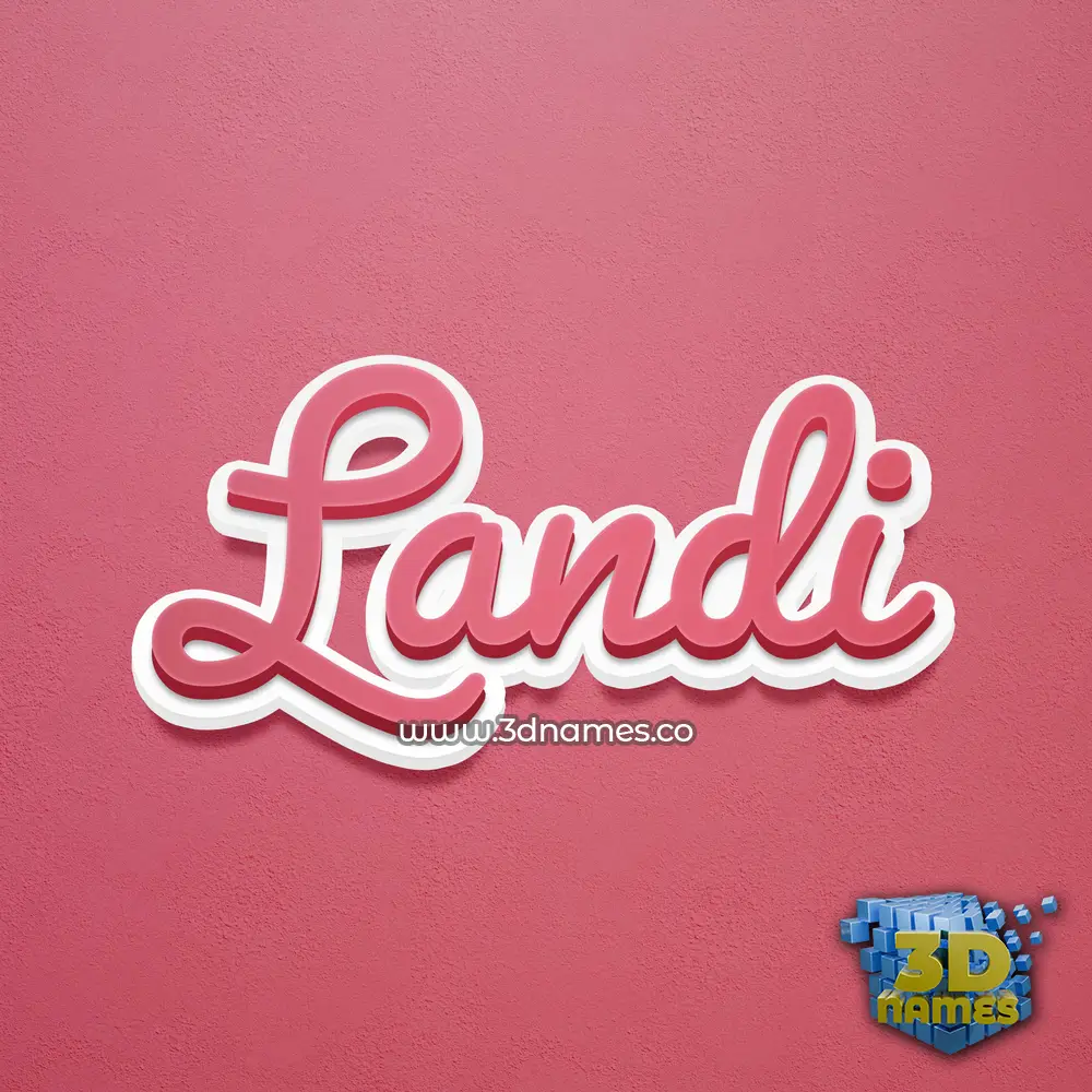 landi in Red Scribble style - 3D name wallpaper