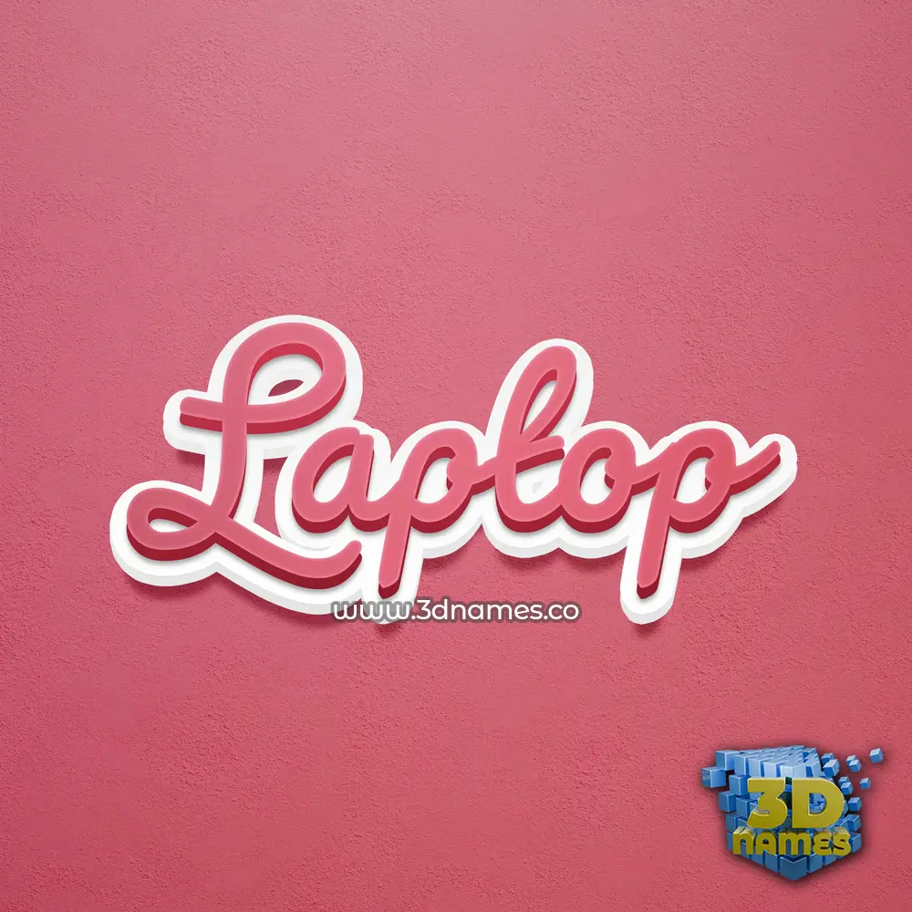 laptop in Red Scribble style - 3D name wallpaper