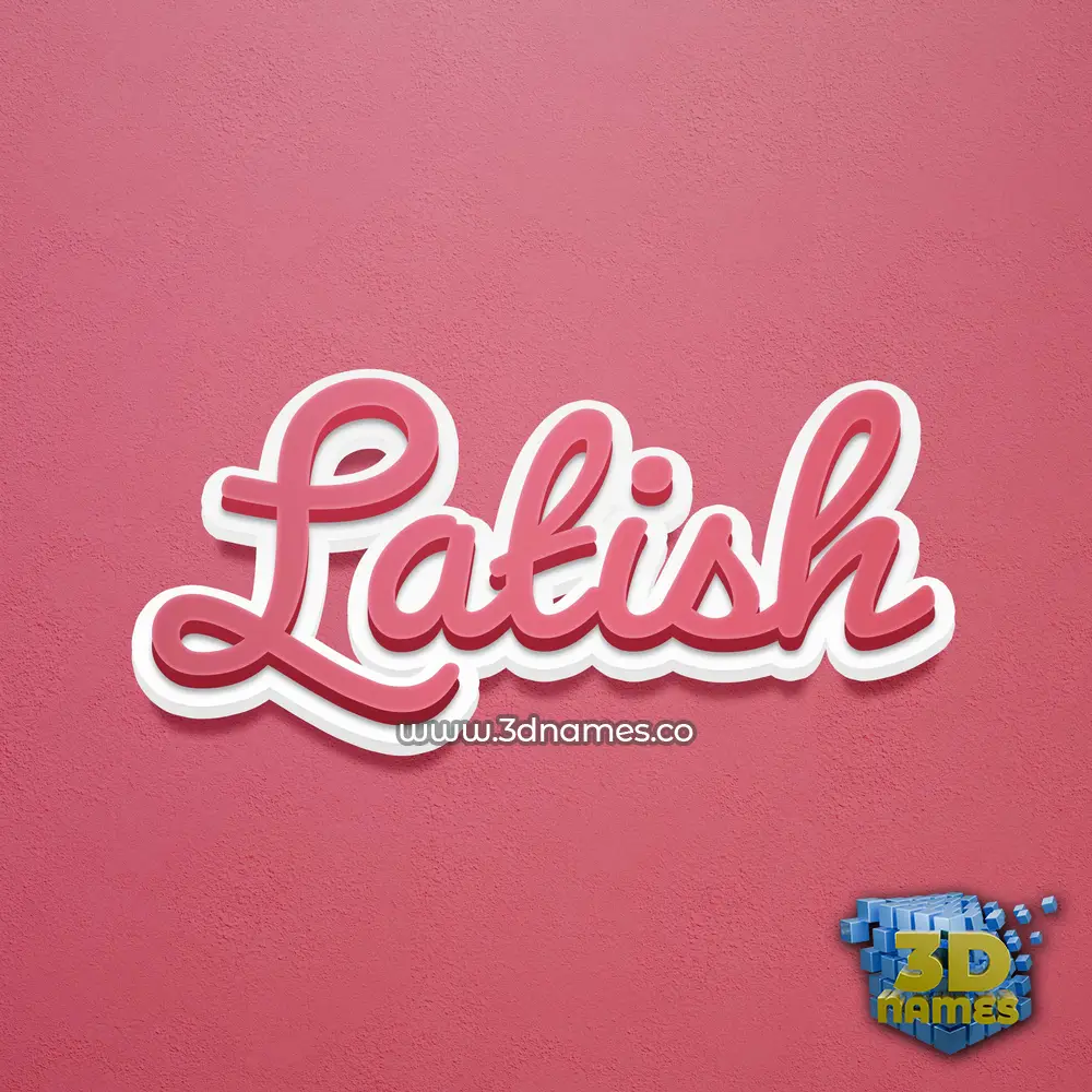 latish in Red Scribble style - 3D name wallpaper