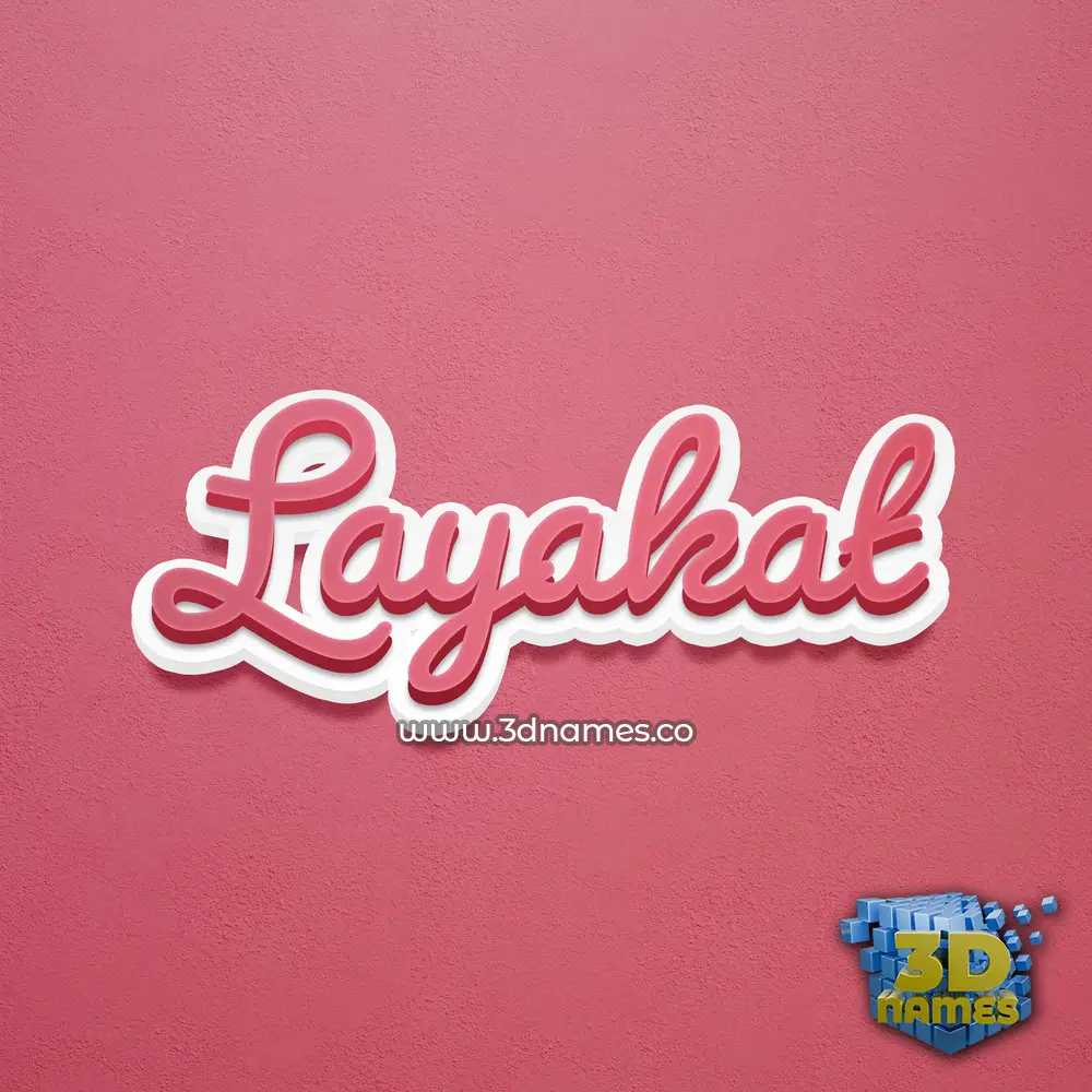 layakat in Red Scribble style - 3D name wallpaper