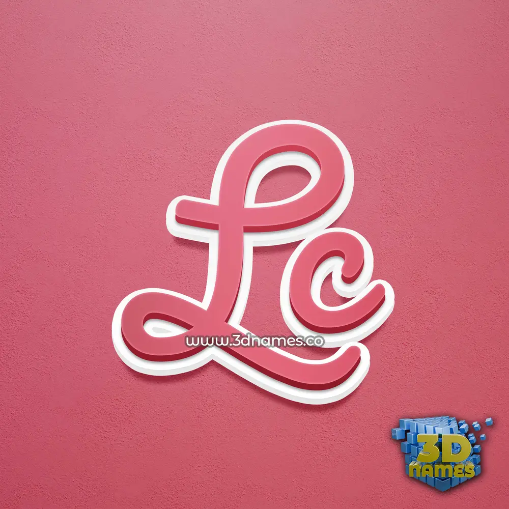 lc in Red Scribble style - 3D name wallpaper