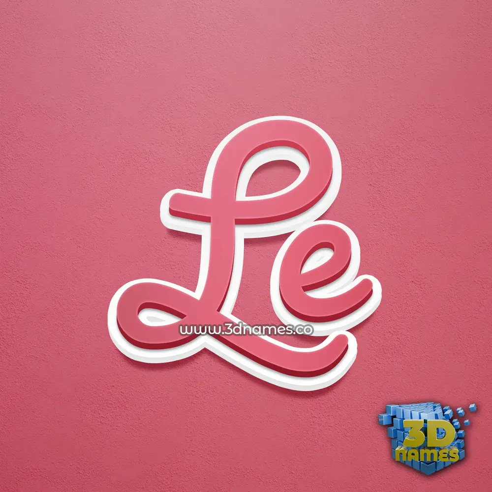 le in Red Scribble style - 3D name wallpaper