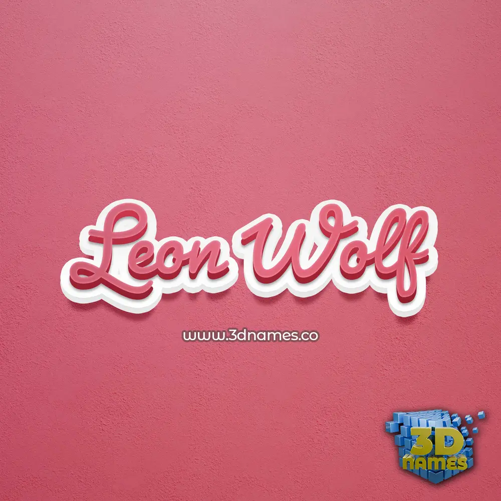 leon wolf in Red Scribble style - 3D name wallpaper