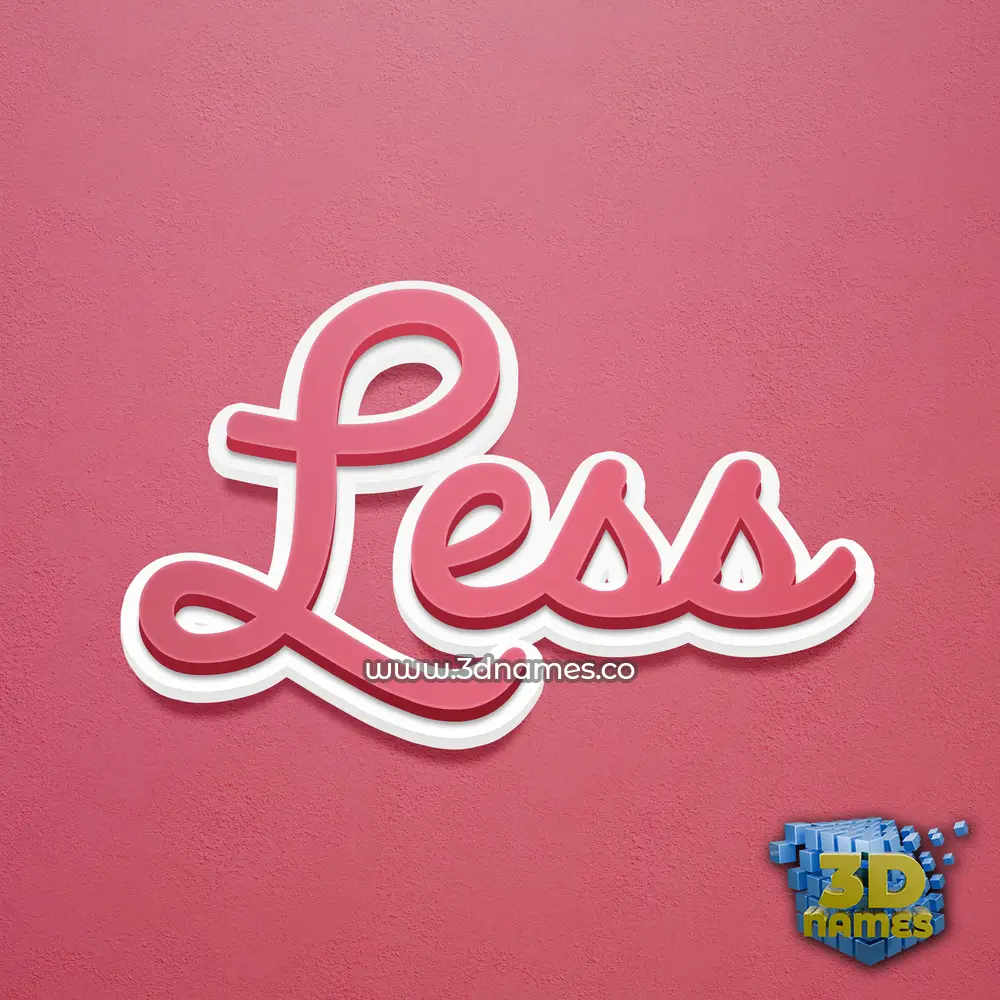 less in Red Scribble style - 3D name wallpaper