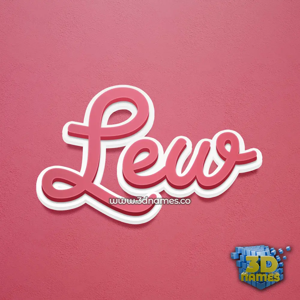 lew in Red Scribble style - 3D name wallpaper