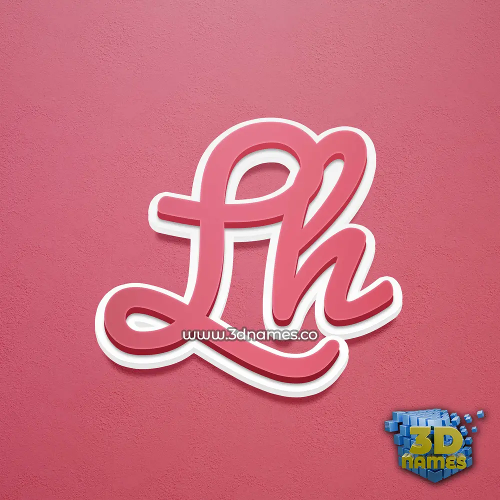 lh in Red Scribble style - 3D name wallpaper