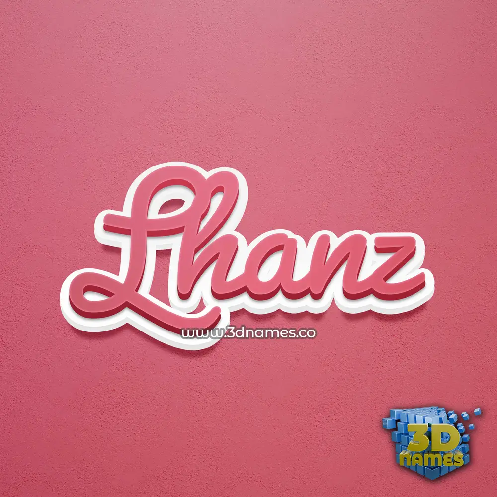 lhanz in Red Scribble style - 3D name wallpaper