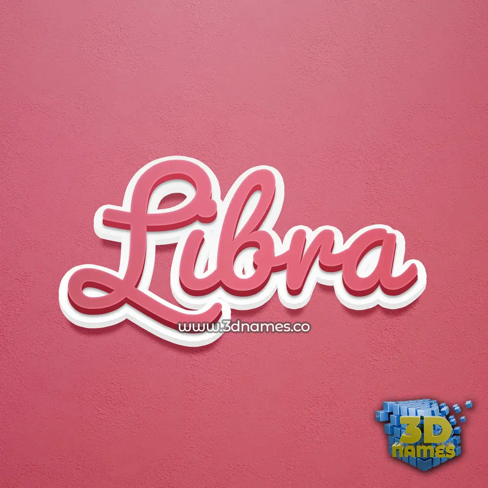 libra in Red Scribble style - 3D name wallpaper