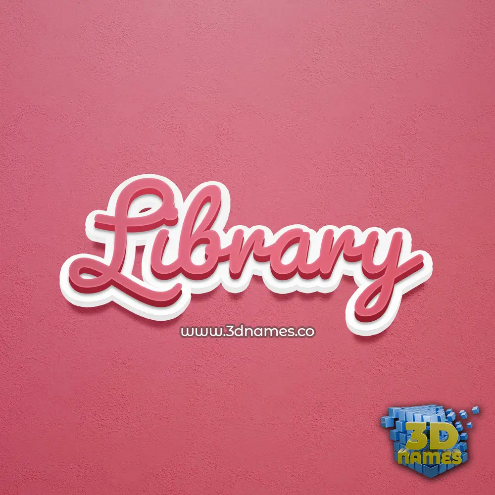 library in Red Scribble style - 3D name wallpaper