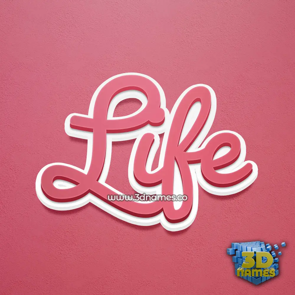 life in Red Scribble style - 3D name wallpaper