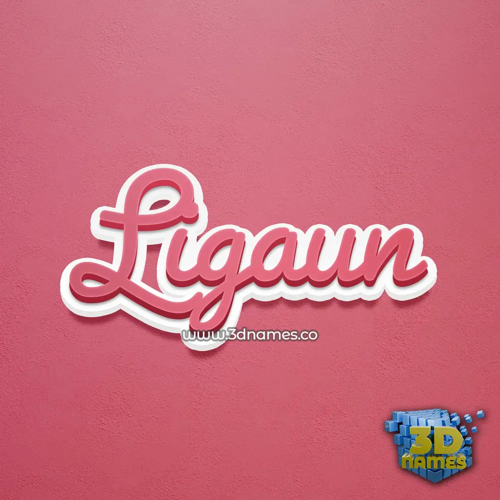 ligaun in Red Scribble style - 3D name wallpaper