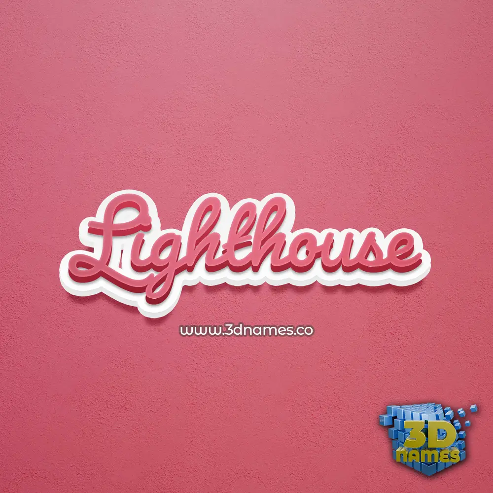 lighthouse in Red Scribble style - 3D name wallpaper