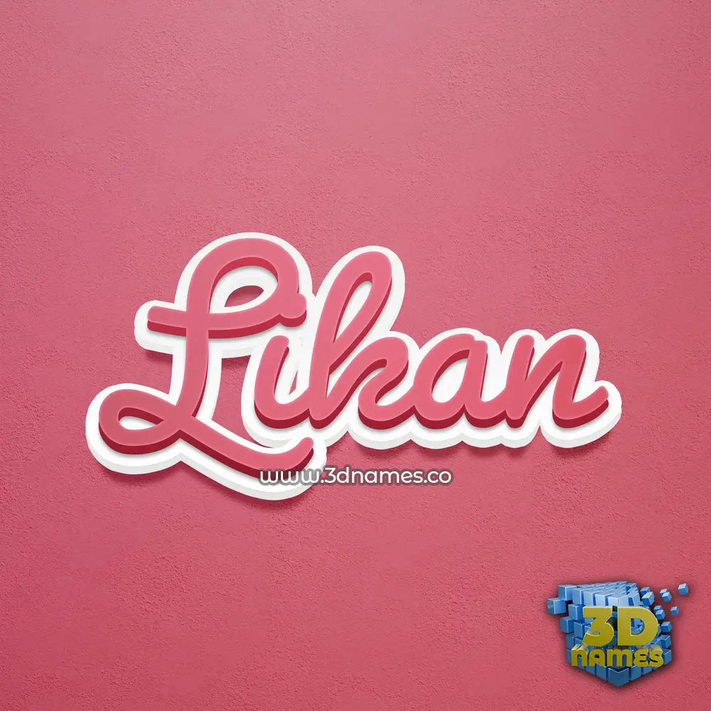 likan in Red Scribble style - 3D name wallpaper