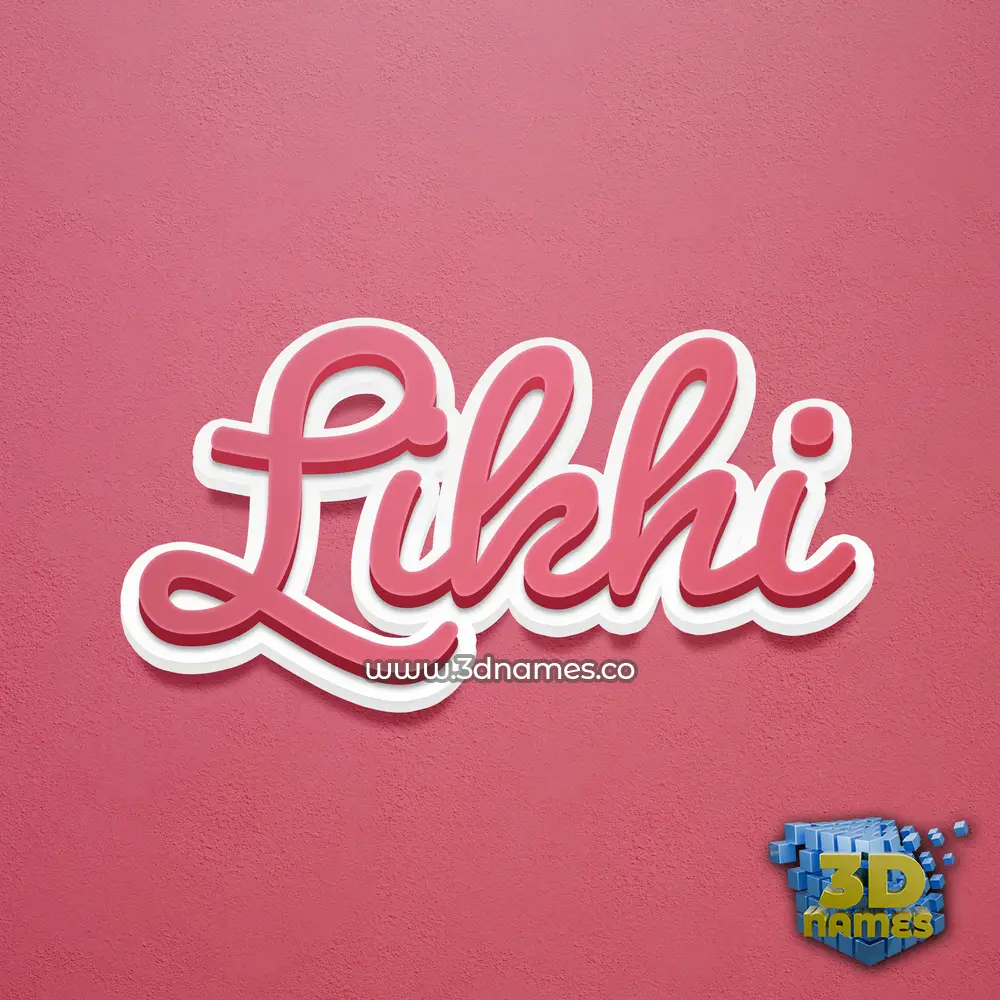 likhi in Red Scribble style - 3D name wallpaper
