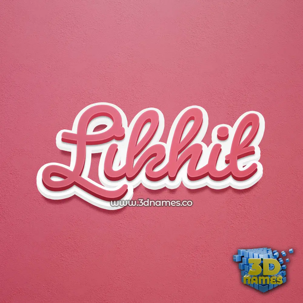 likhit in Red Scribble style - 3D name wallpaper