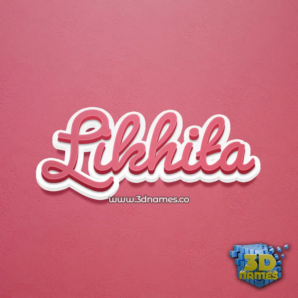 likhita in Red Scribble style - 3D name wallpaper