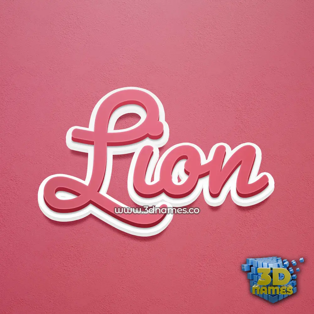 lion in Red Scribble style - 3D name wallpaper