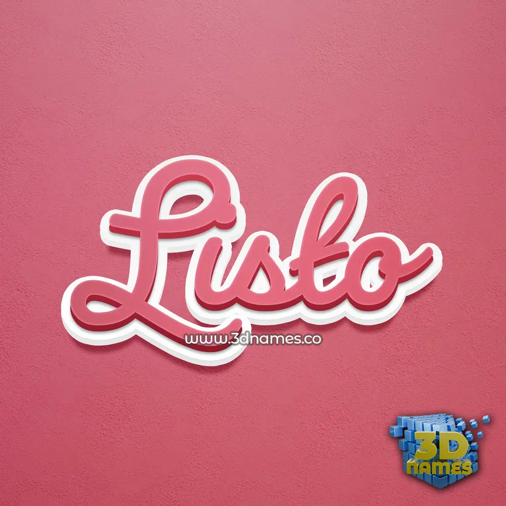 listo in Red Scribble style - 3D name wallpaper