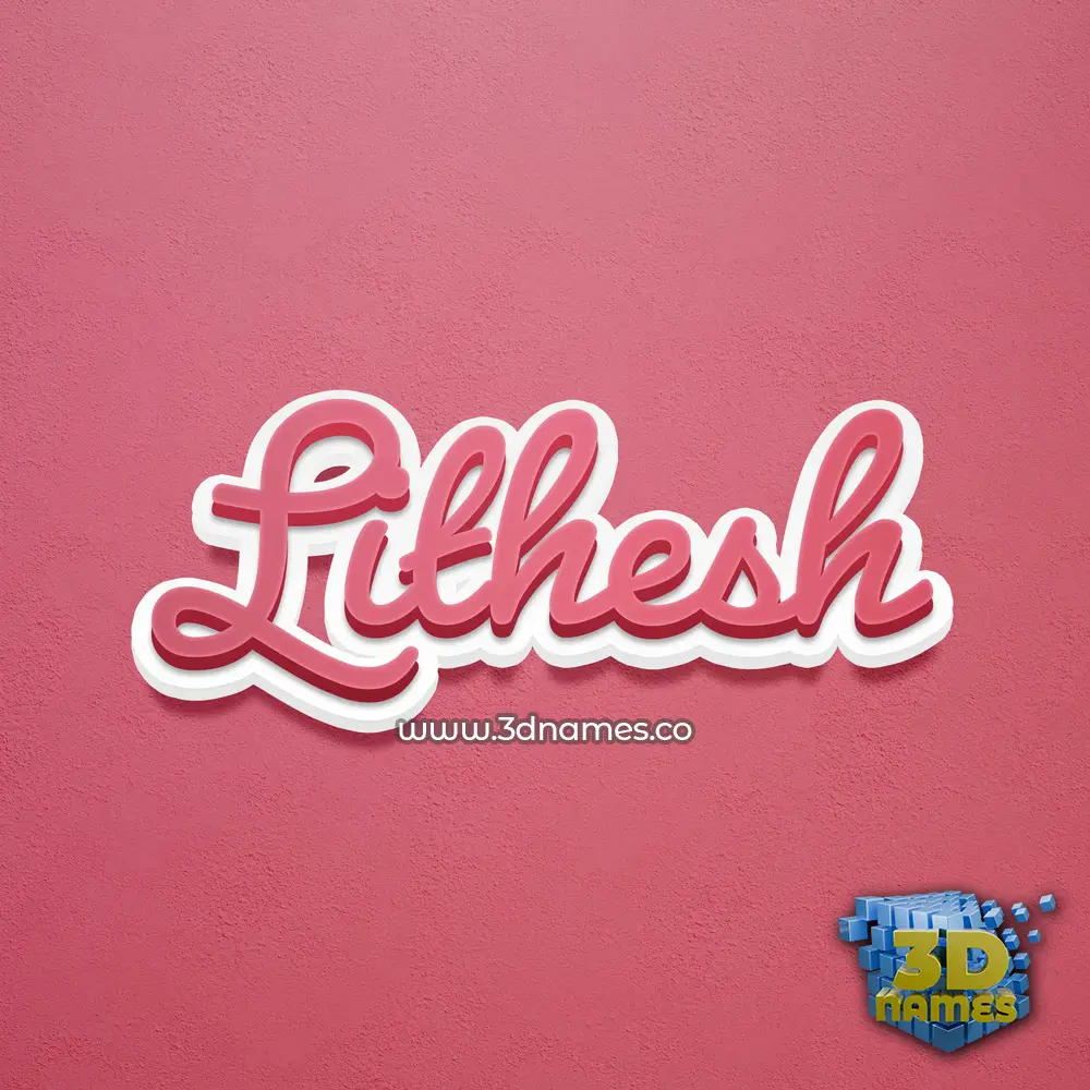 lithesh in Red Scribble style - 3D name wallpaper