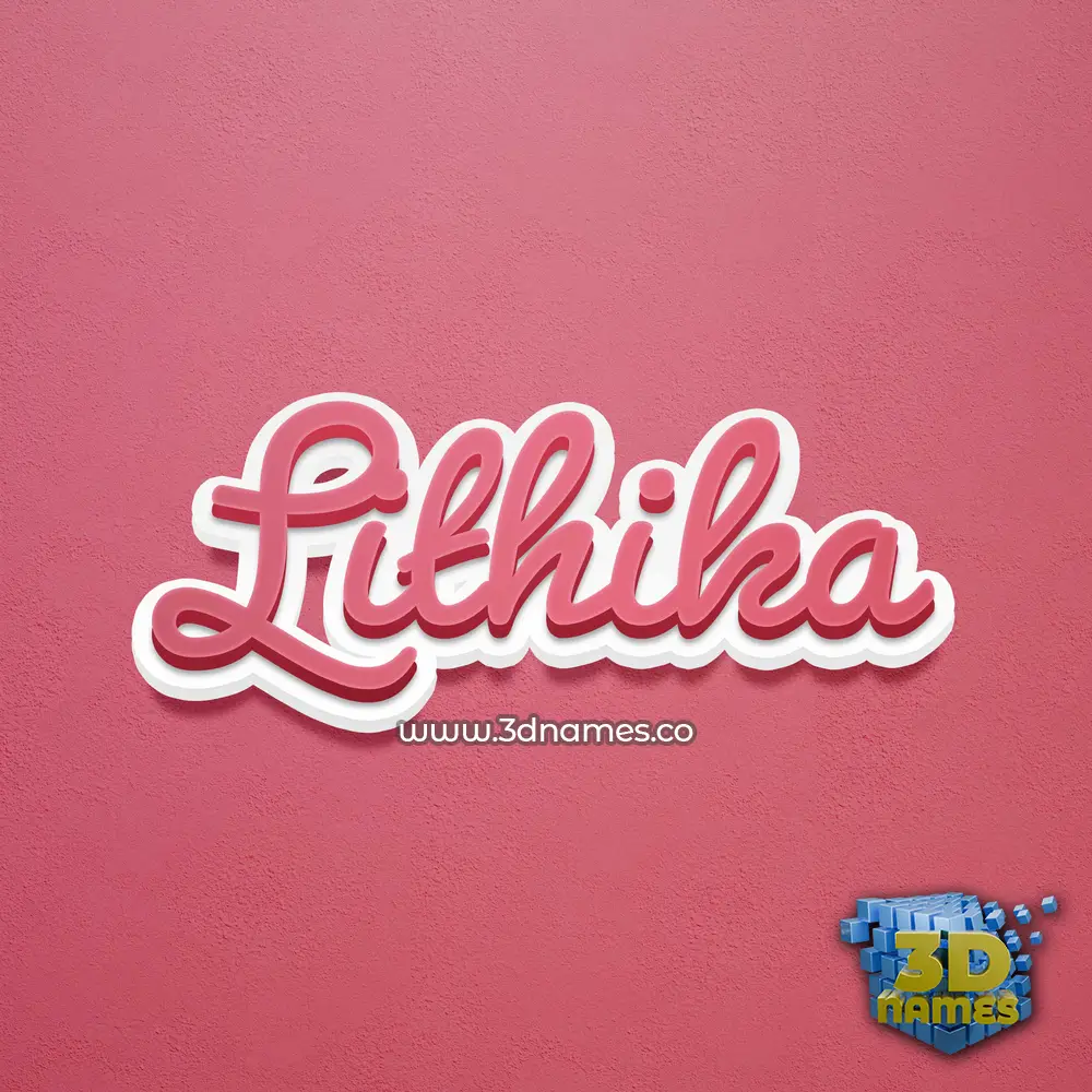 lithika in Red Scribble style - 3D name wallpaper