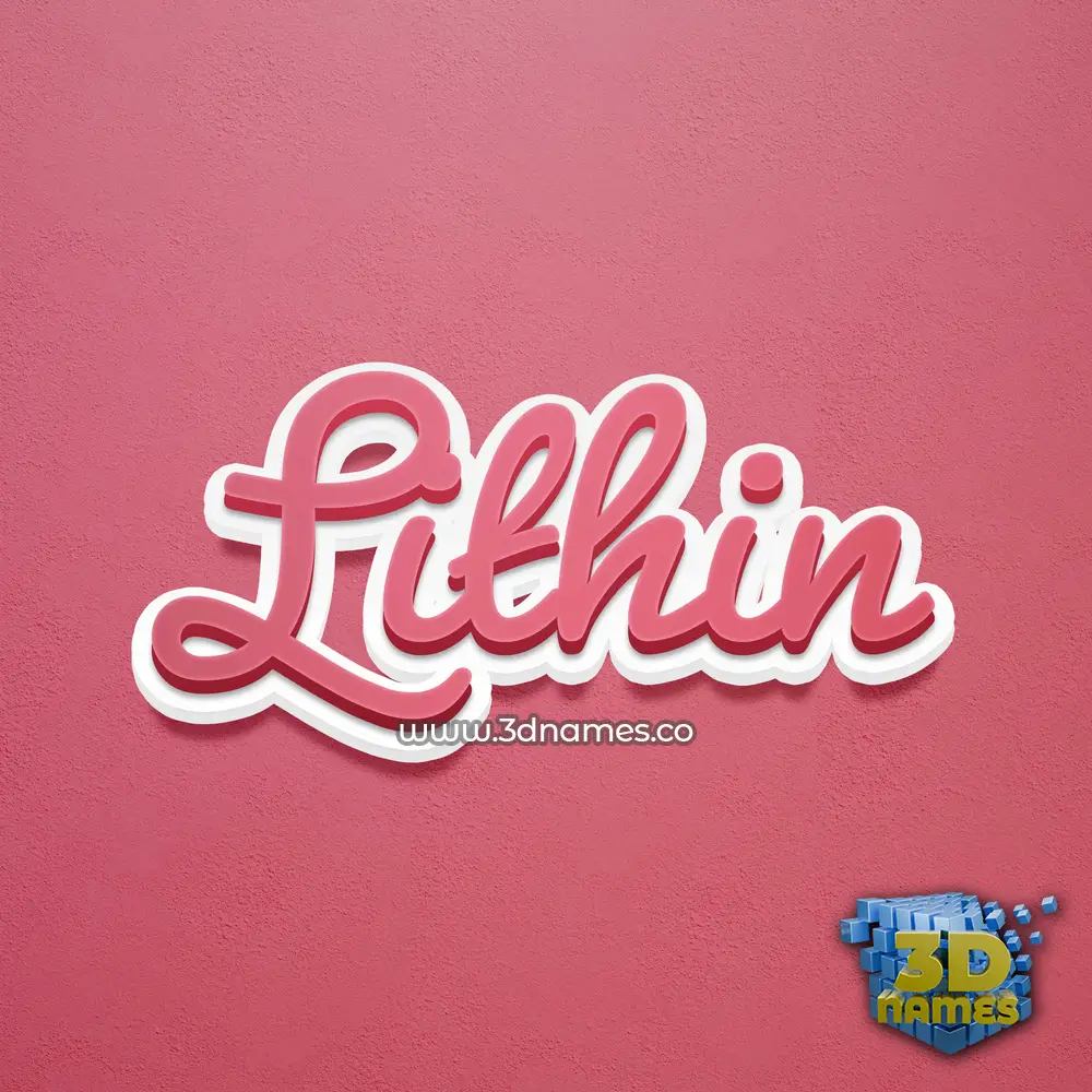 lithin in Red Scribble style - 3D name wallpaper