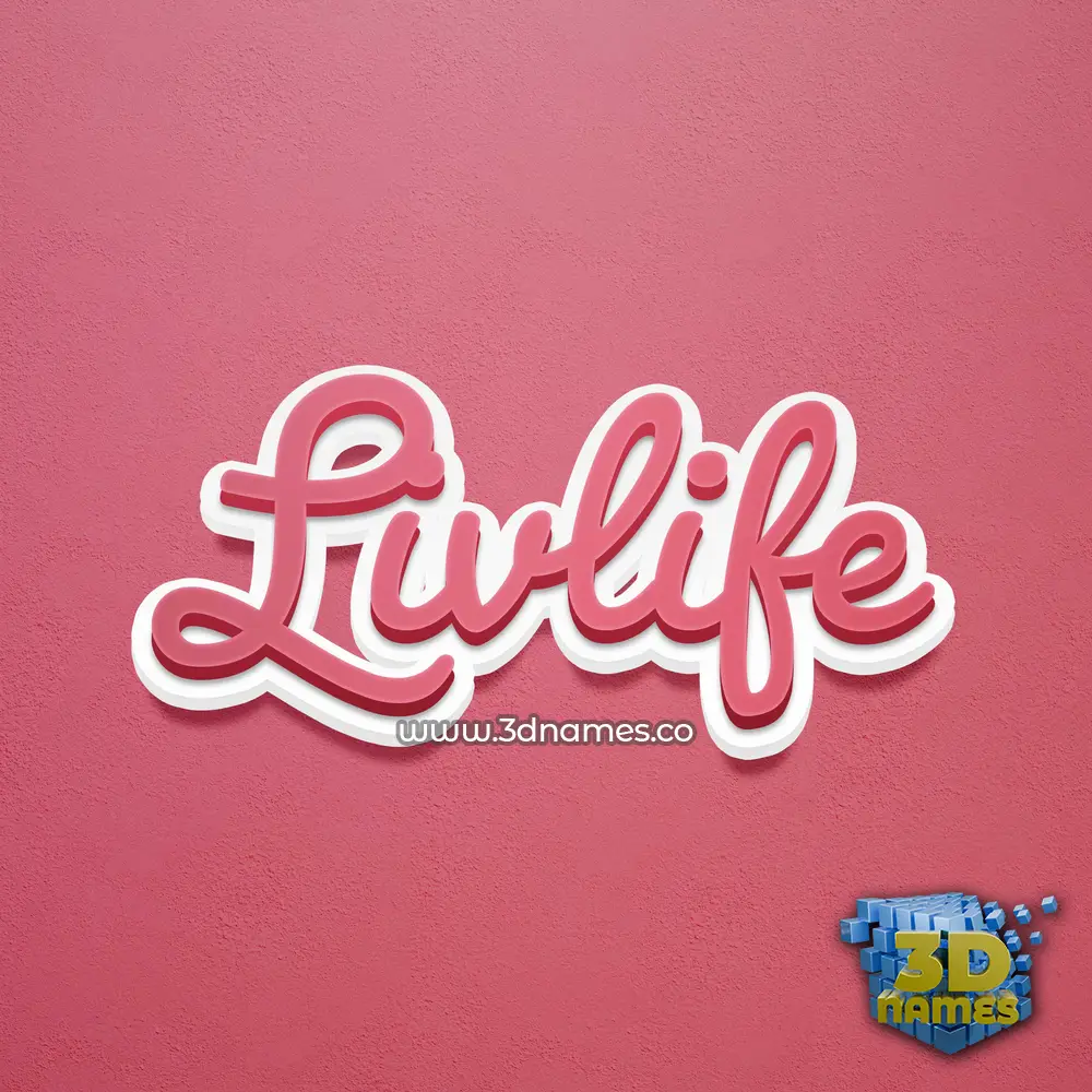 livlife in Red Scribble style - 3D name wallpaper