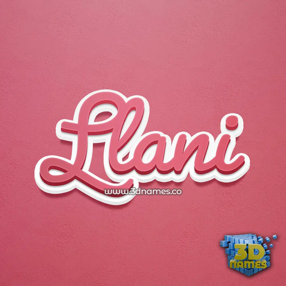 llani in Red Scribble style - 3D name wallpaper