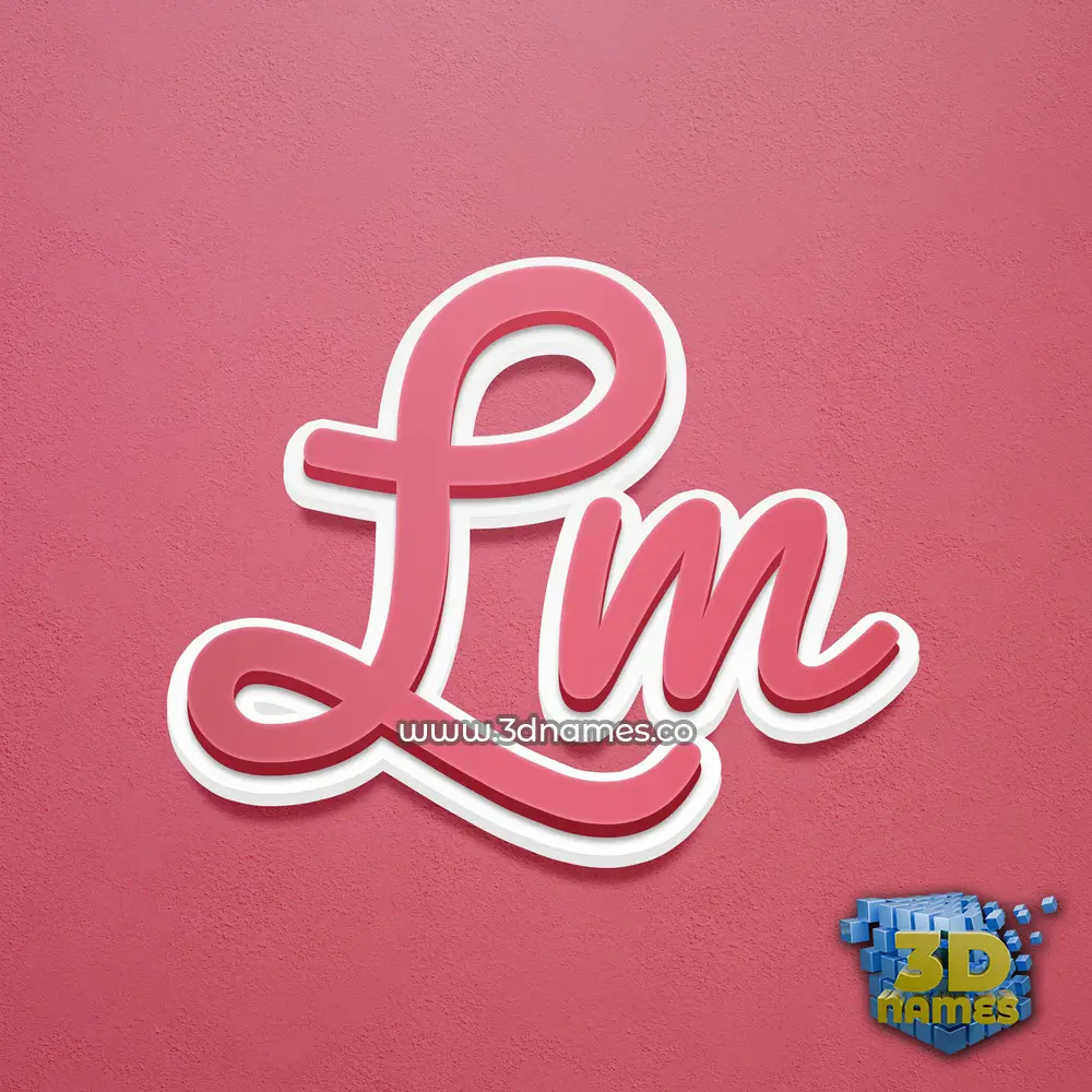 lm in Red Scribble style - 3D name wallpaper
