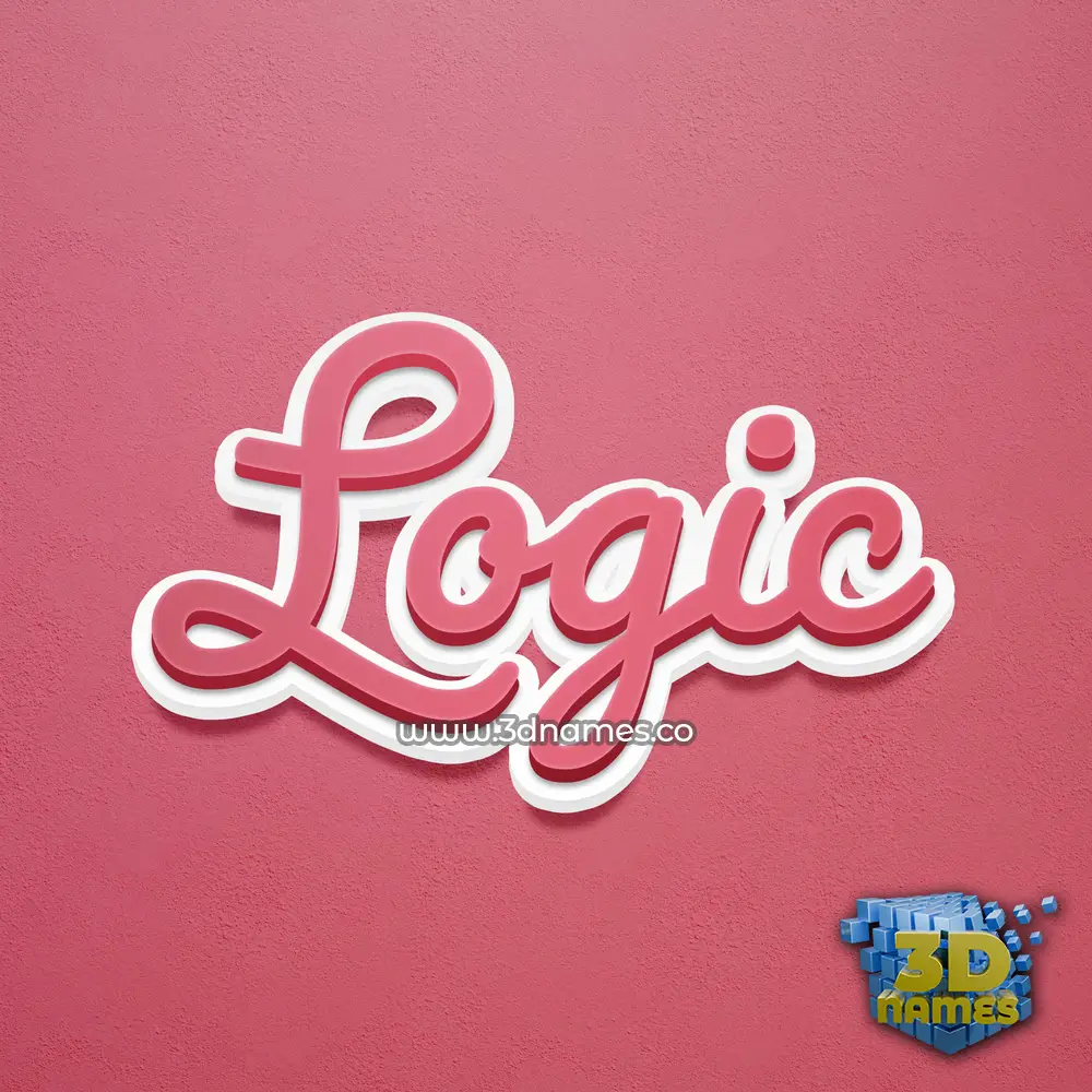 logic in Red Scribble style - 3D name wallpaper