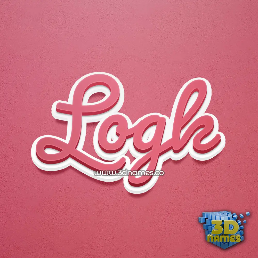 logk in Red Scribble style - 3D name wallpaper