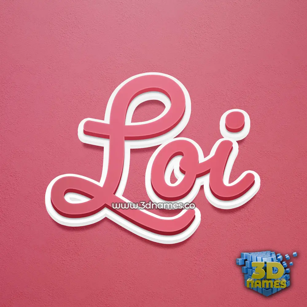 loi in Red Scribble style - 3D name wallpaper