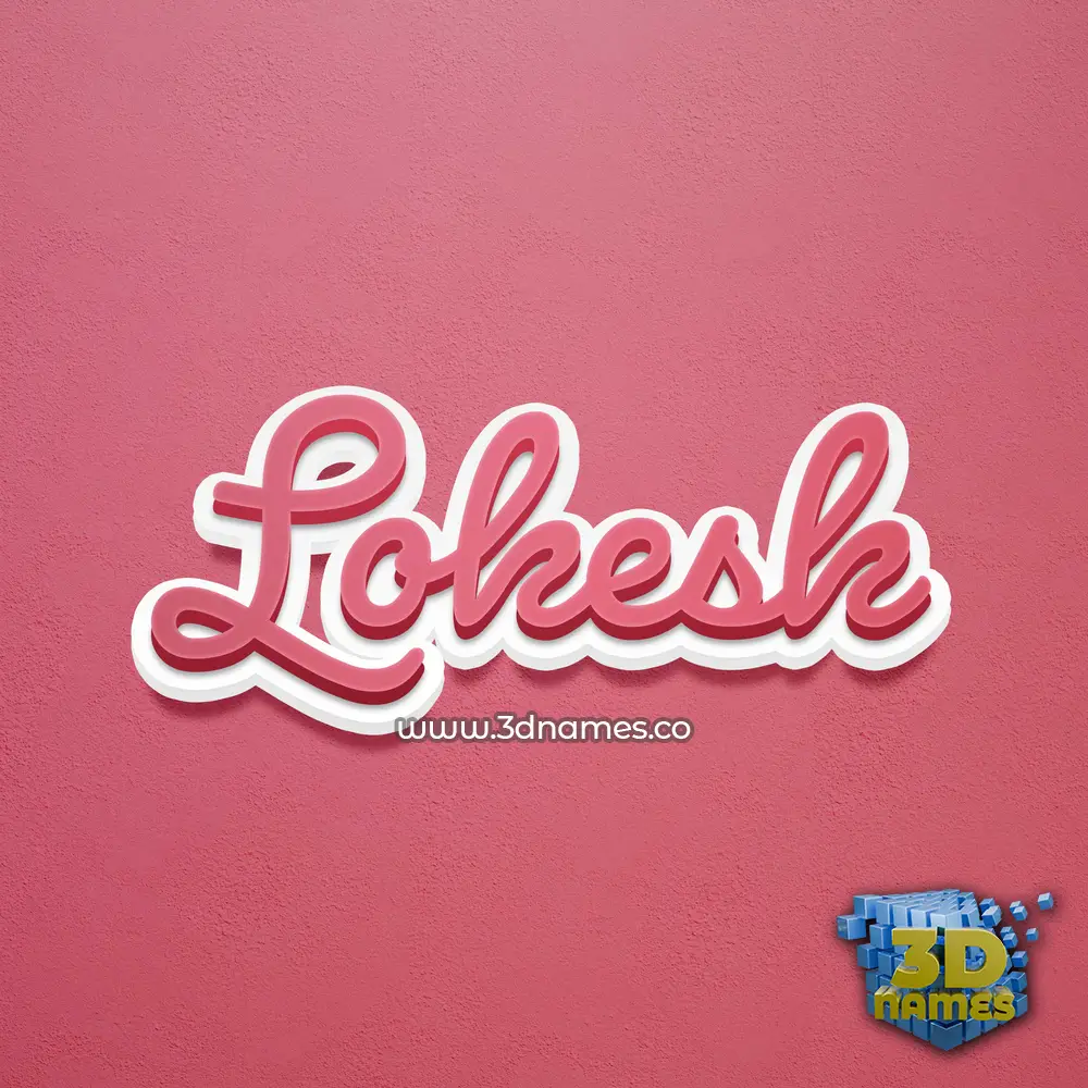 lokesk in Red Scribble style - 3D name wallpaper