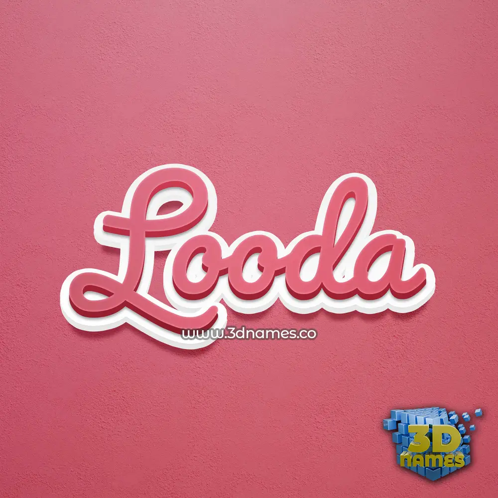 looda in Red Scribble style - 3D name wallpaper