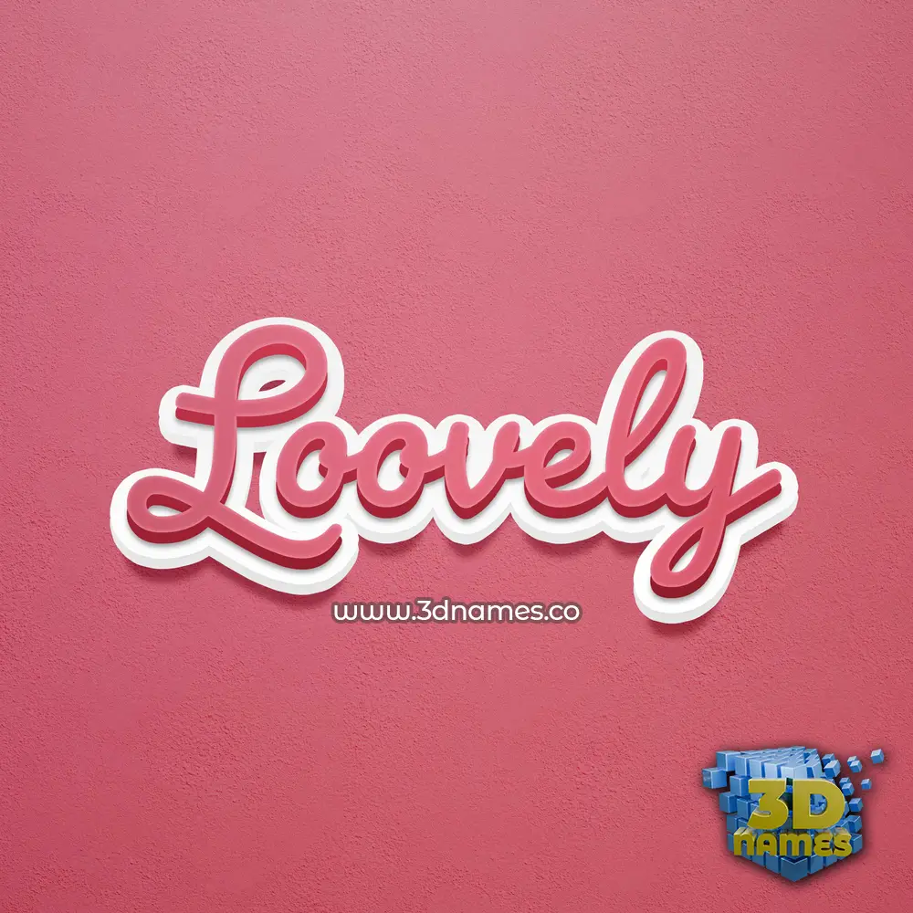 loovely in Red Scribble style - 3D name wallpaper