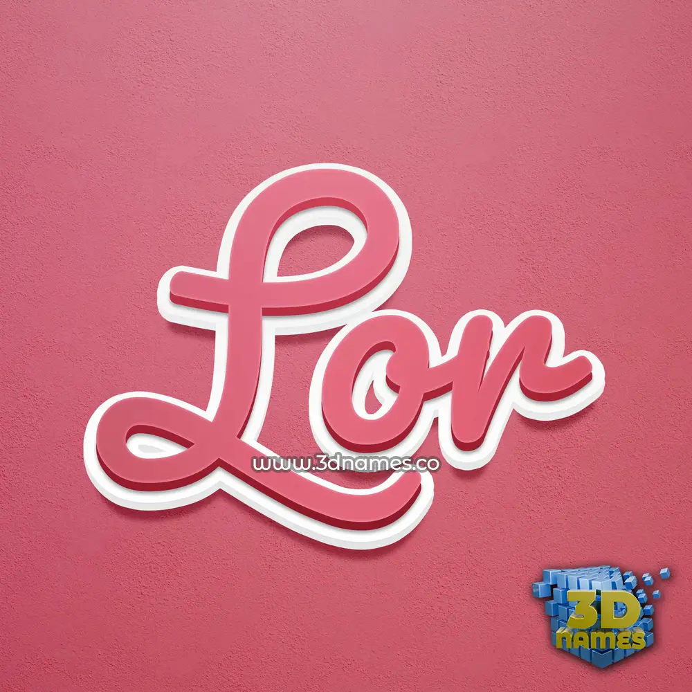 lor in Red Scribble style - 3D name wallpaper
