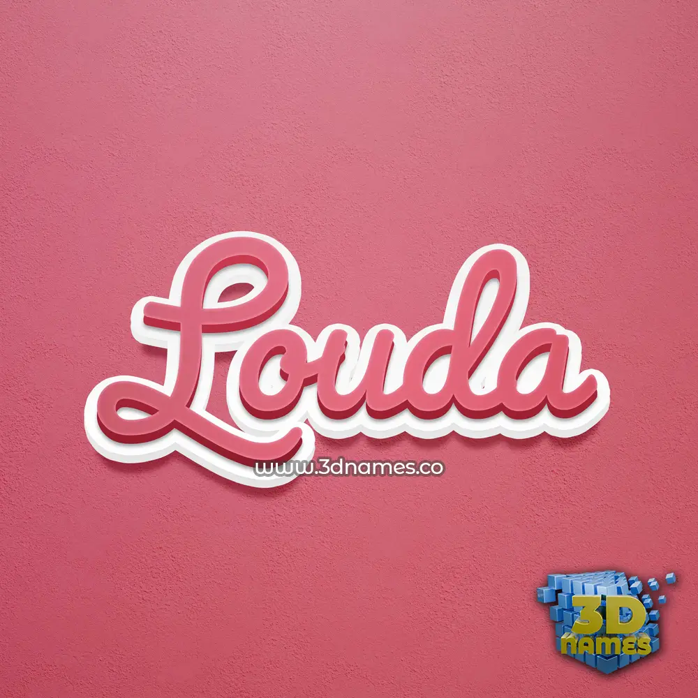 louda in Red Scribble style - 3D name wallpaper