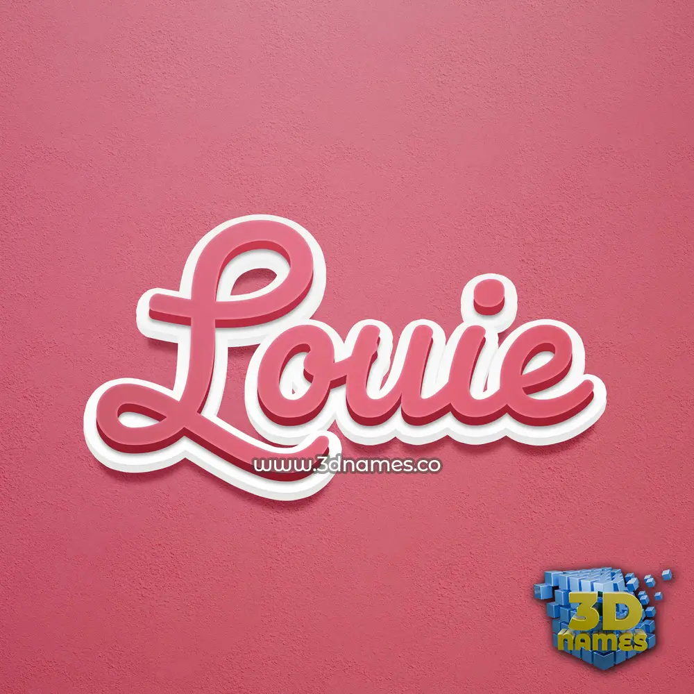 louie in Red Scribble style - 3D name wallpaper