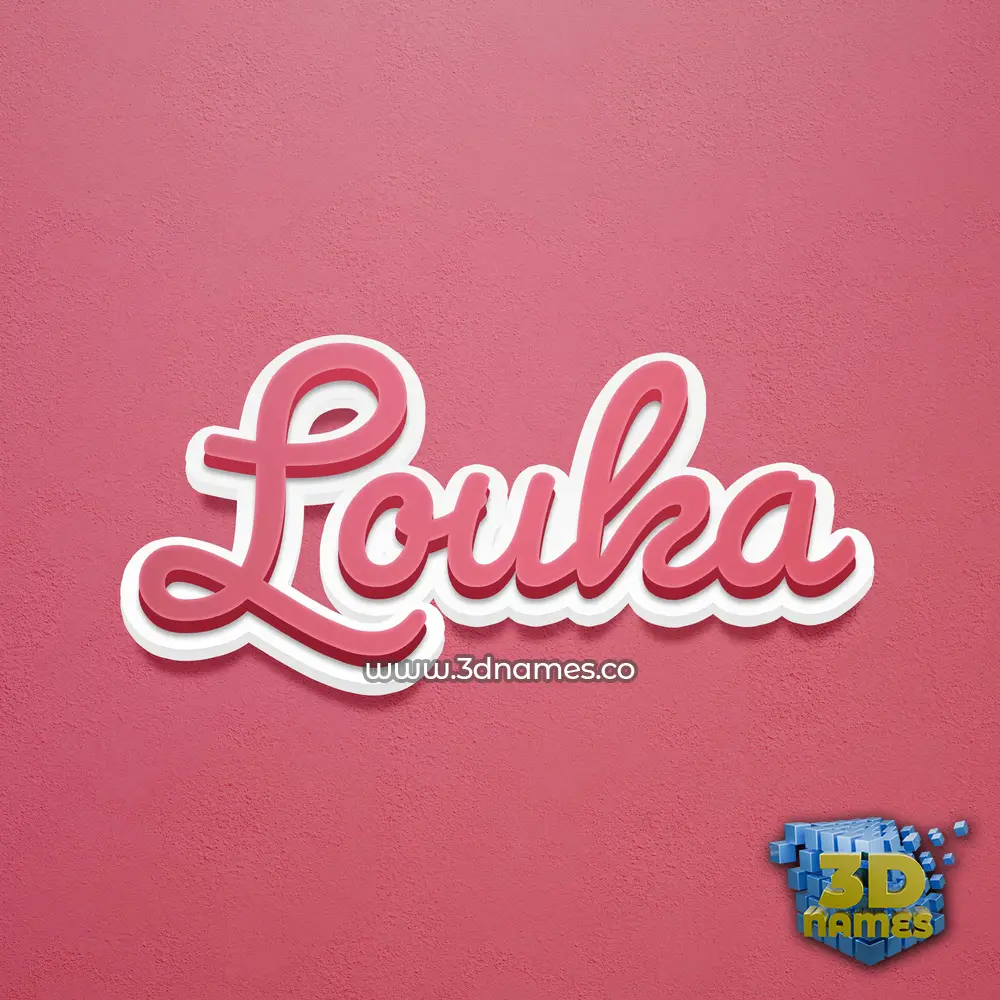 louka in Red Scribble style - 3D name wallpaper