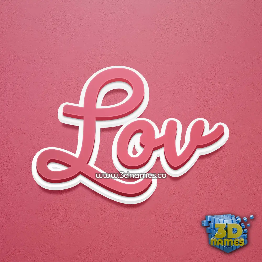 lov in Red Scribble style - 3D name wallpaper