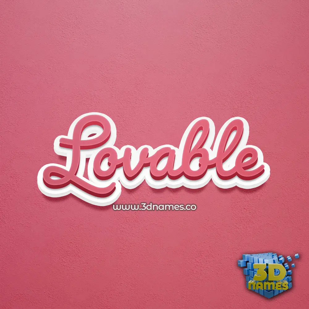 lovable in Red Scribble style - 3D name wallpaper