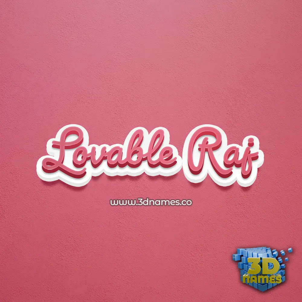 lovable raj in Red Scribble style - 3D name wallpaper